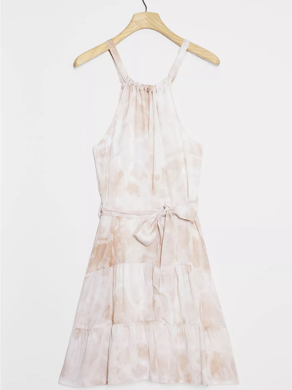 Anthropologie Cloth & Stone Blush and Cream Tie-Dye Halter Dress